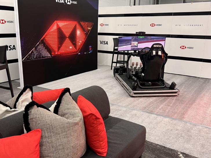 A track day setup with simulator